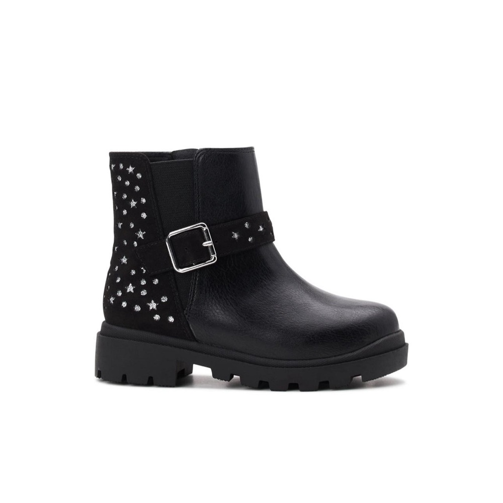Wonder nation brand new Chelsea boots for toddler, black with silver stars.